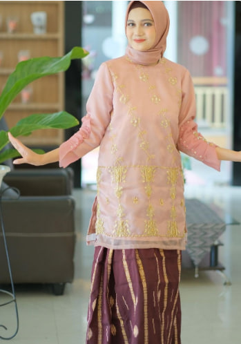 Set Baju Organsa Bunga Cagelung Salem
