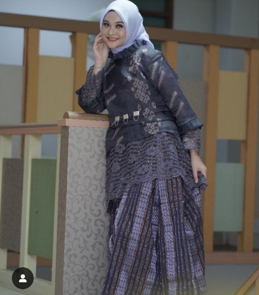 Set Baju Organsa Renda Ungu Violet