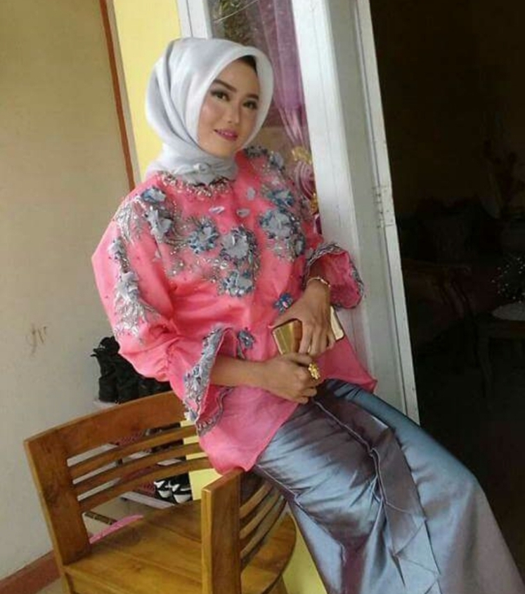 Set Baju Organsa Payet Peach Silver