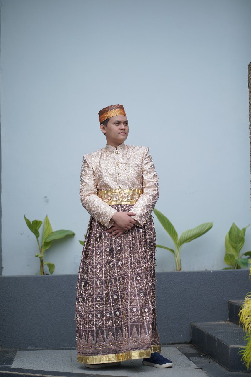 Set Jas Tutup Songket Peach