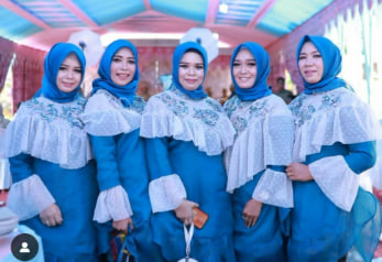 Set Baju Bodo Organsa Payet Jambul Biru Toska