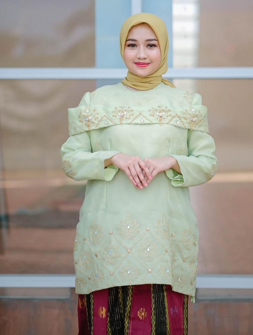 Set Baju Organsa Sabrina Hijau Cui