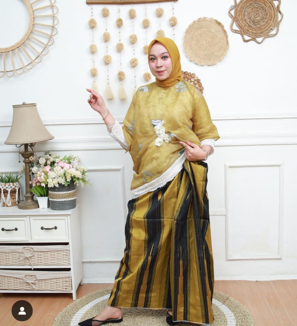 Set Baju Bodo Organsa Renda Kipas Khaki