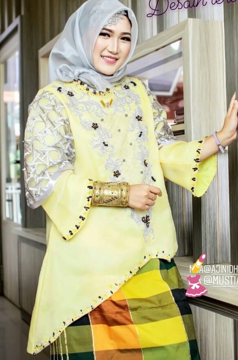 Set Baju Organsa Payet Kuning Silver