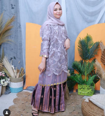 Set Baju Bodo Renda Ungu Lavender
