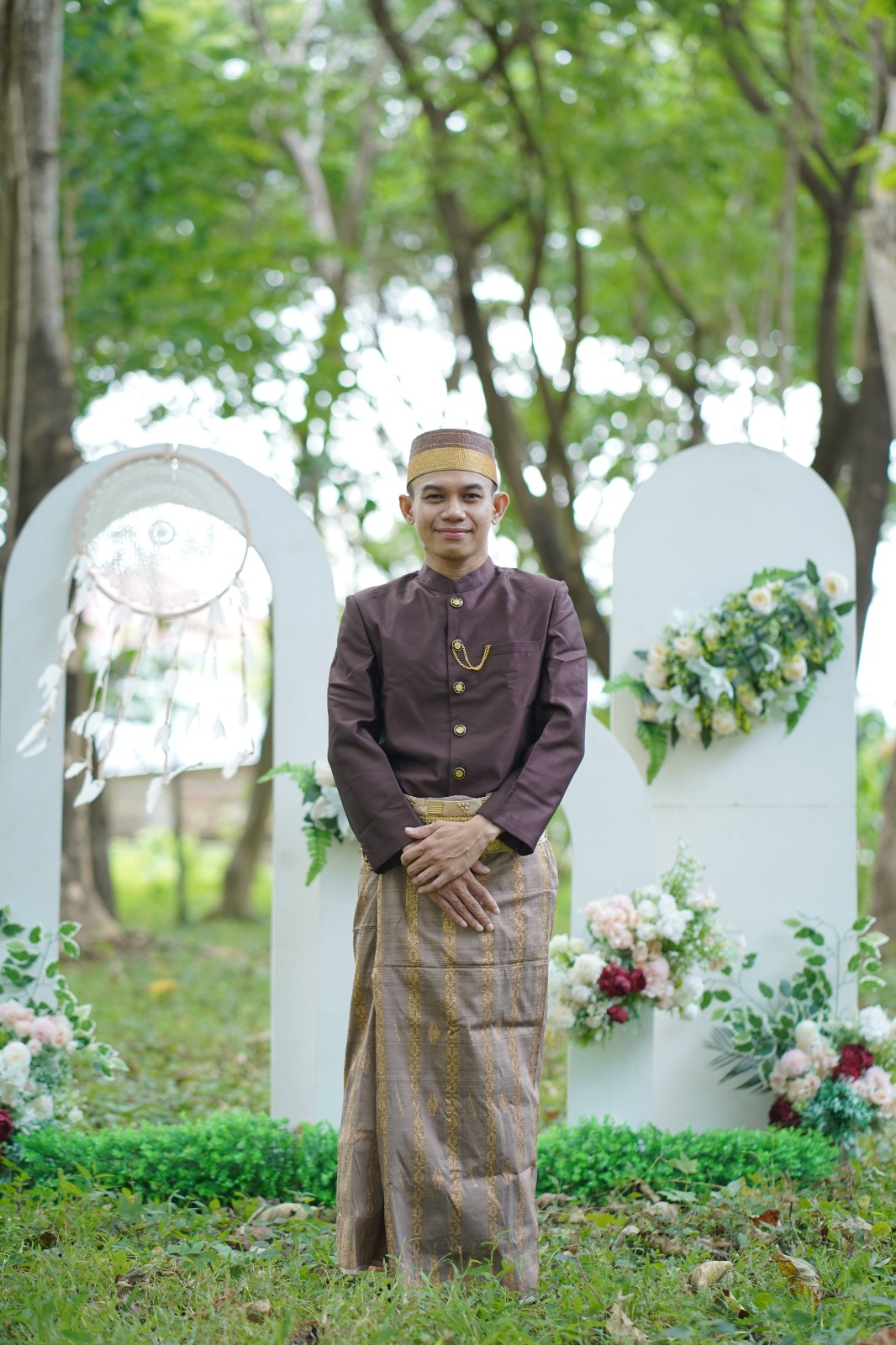 Set Jas Tutup Mikado Coklat Tua